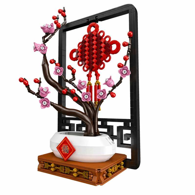 MOULD KING 10014 CHINESE KNOT POTTED PLUM BLOSSOM BUILDING SET | 1,078 PCS - Imagem 2