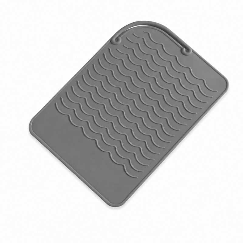 EXTRALINK HOME MATA SILIKONOWA PODKŁADKA POD LOKÓWKĘ PROSTOWNICĘ DO ŁAZIENKI 22X16 CM SZARA - Imagen 2