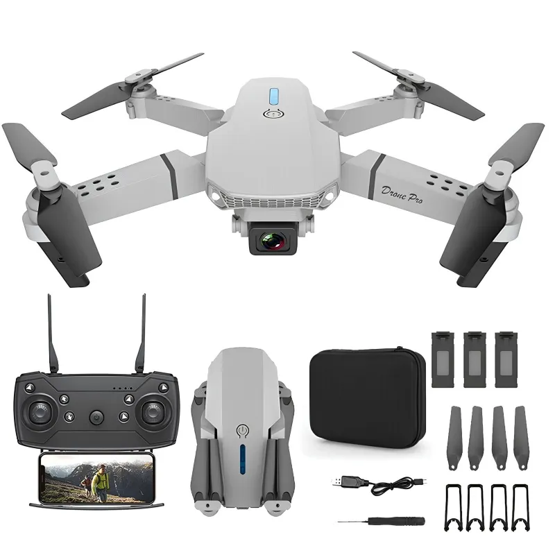 E88 Pro Drone Set: drone + 3 batteries + case 1800mAh
