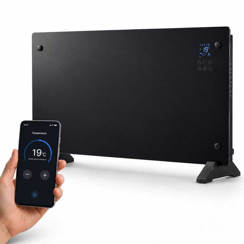 EXTRALINK SMART GLASS PANEL HEATER, BLACK, 2000W, WIFI, LPL-23A - Immagine 2