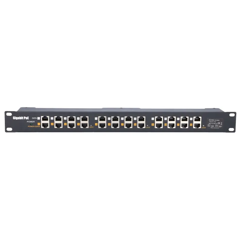 Extralink 12 Portowy Gigabit PoE Injector 12x 1000Mb/s RJ45, Obudowa Rack