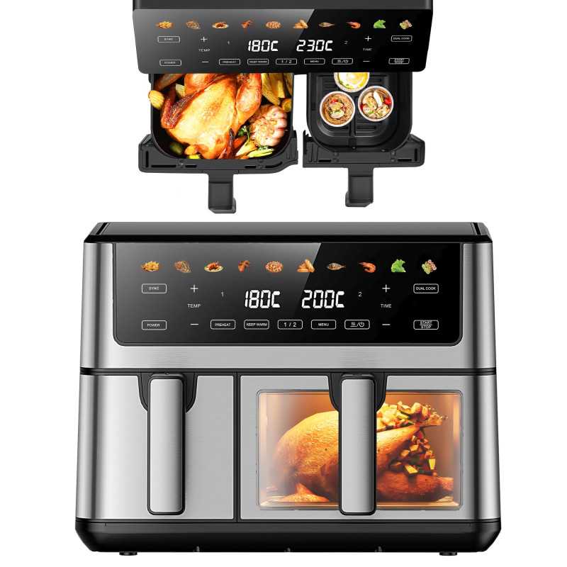 Extralink Home Air Fryer SJ-1000 PRO 10L EU | Vzduchová fritéza | (6.5L+3.5L) 2500W - Obrázek 2
