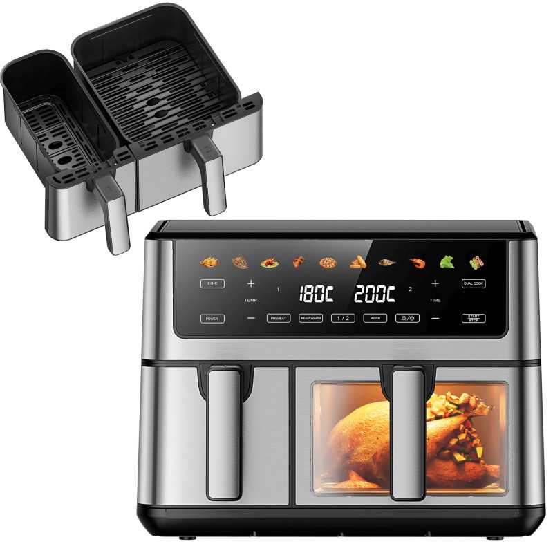 Extralink Home Air Fryer SJ-1000 PRO 10L EU | Vzduchová fritéza | (6.5L+3.5L) 2500W - Obrázek 4