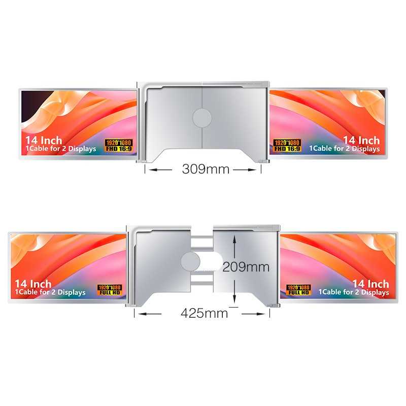 Monitores portáteis Extralink Smart Life S400 de 14" para laptop, 2 monitores, IPS, 1080p Full HD - Imagem 4