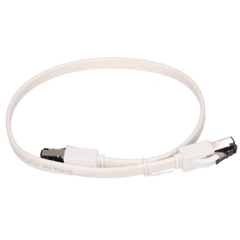 Extralink Kat.8 U/FTP 0,5m 40G Biały | Patchcord LAN | płaski, Miedź Kabel sieciowy skrętka - Zdjęcie 2
