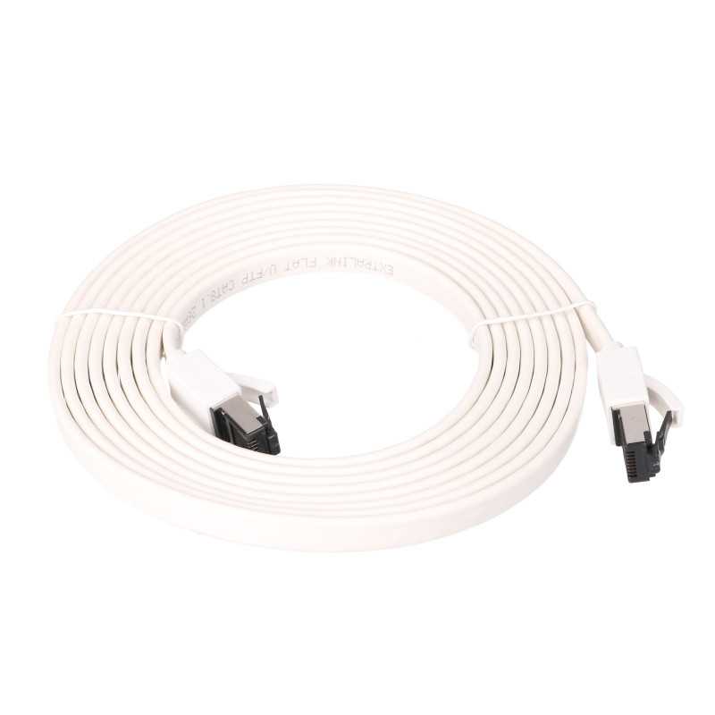 EXTRALINK LAN PATCHCORD CAT.8 U/FTP 2M 40G FLAT SHIELDED FOILED TWISTED PAIR BARE COPPER WHITE - Изображение 2