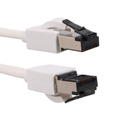 EXTRALINK LAN PATCHCORD CAT.8 U/FTP 3M 40G FLAT SHIELDED FOILED TWISTED PAIR BARE COPPER WHITE - Изображение 5