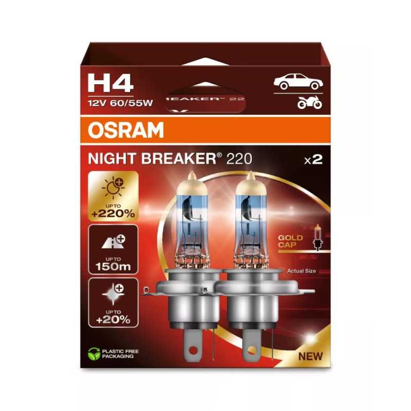 OSRAM NIGHT BREAKER 220 H4 12 V 60/55 W, 2 SZT - Imagem 3