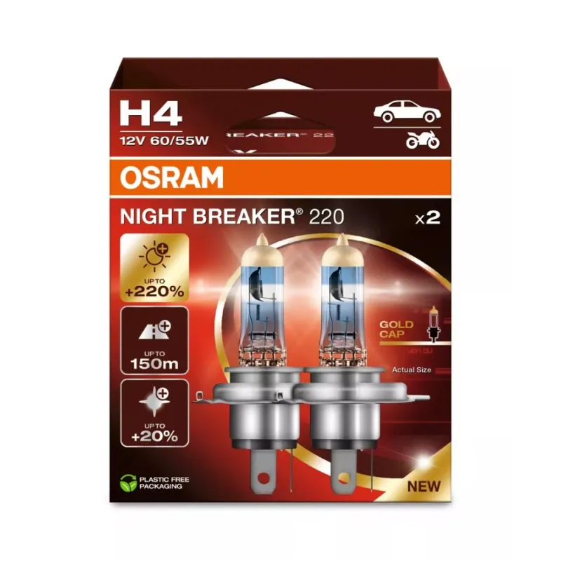 OSRAM NIGHT BREAKER 220 H4 12 V 60/55 W, 2 SZT - Immagine 3