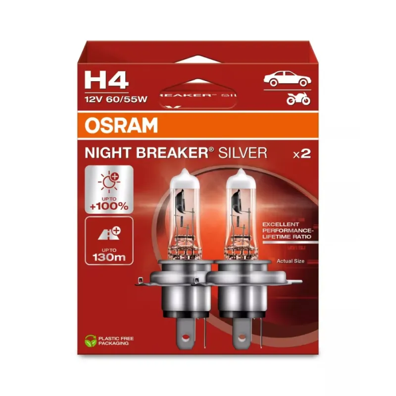 OSRAM NIGHT BREAKER SILVER H4 12 V 60/55 W, 2 SZT - Bild 2