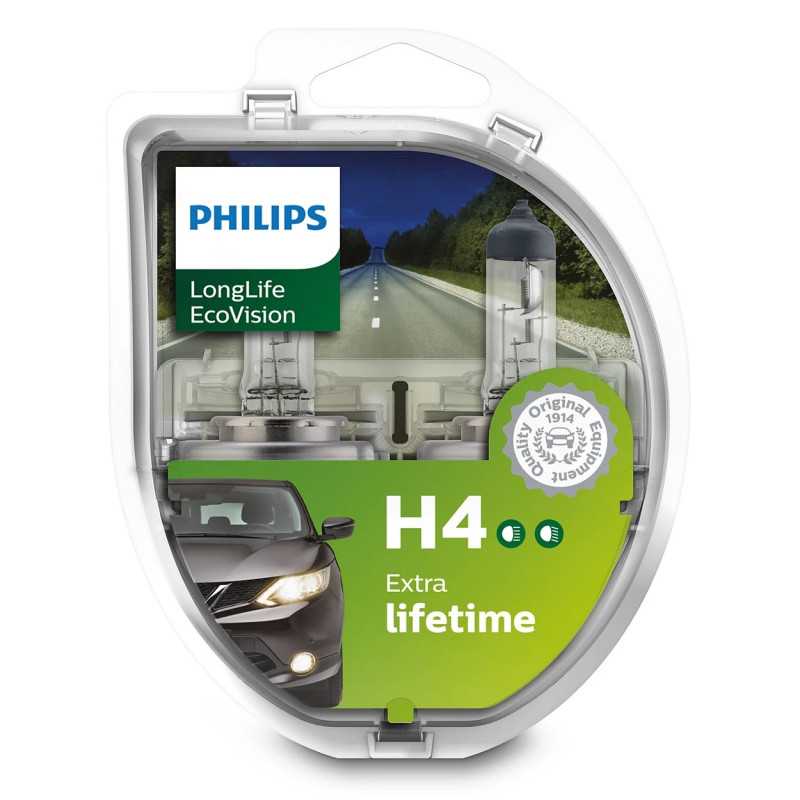 PHILIPS LONGLIFE ECOVISION H4 12V 60/55W, 2 SZT. - Imagen 2