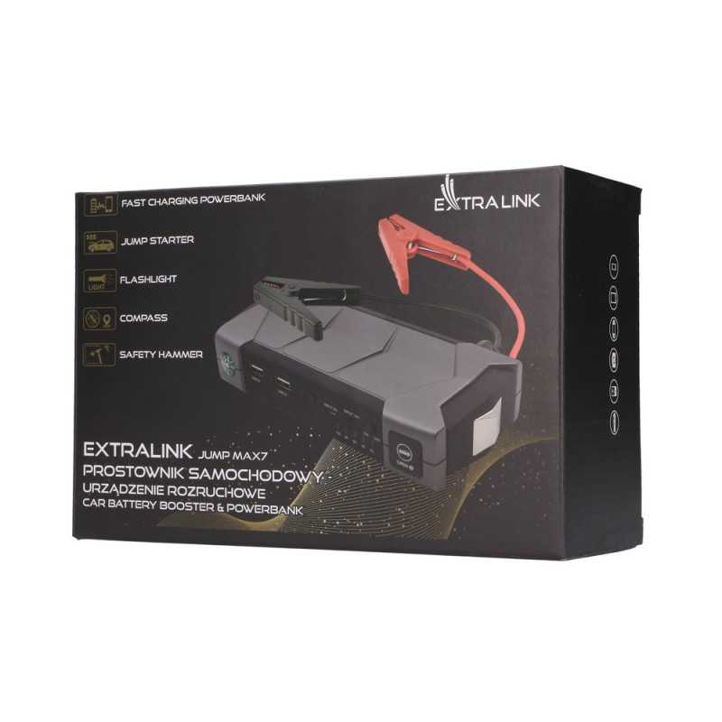 Extralink Jump Max7 Jump Starter 10000 mAh | Posilovač baterie do auta | powerbanka, 3x LED, svítilna, kompas, kladivo - Obrázek 8