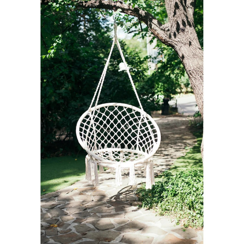 Hamaca Black Forest, cadeira suspensa trançada 80x60cm ecru - Imagem 2
