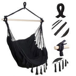 Hamaca Black Forest, silla brasilena 100x130cm negra