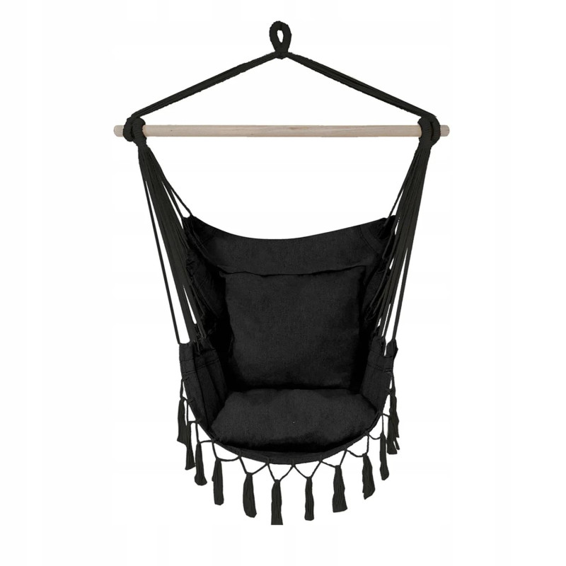Black Forest Hammock, Brazilian Chair 100x130cm Black - Image 3