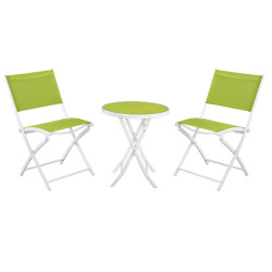 Pequeno Conjunto de Muebles de Jardín Black Forest, Dos Sillas + Mesa Verde y Blanca - Imagen 2