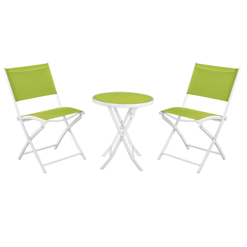 Pequeno Conjunto de Móveis de Jardim Black Forest, Duas Cadeiras + Mesa Branca e Verde - Imagem 2