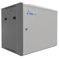 Extralink 9U 600x450 ASP Szara Szafa rack montowana na ścianie, drzwi blaszane pełne