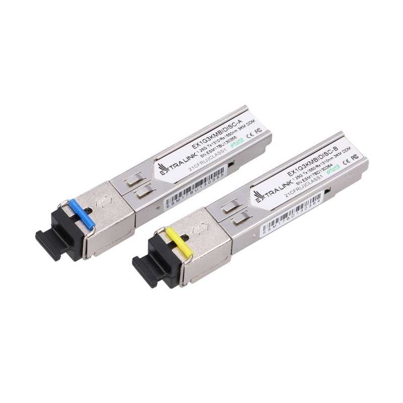 Extralink SFP WDM Modülü 1.25G, 1.25Gbps, 1310/1550nm, tek mod, 3km, SC, DOM, çift - Görsel 2