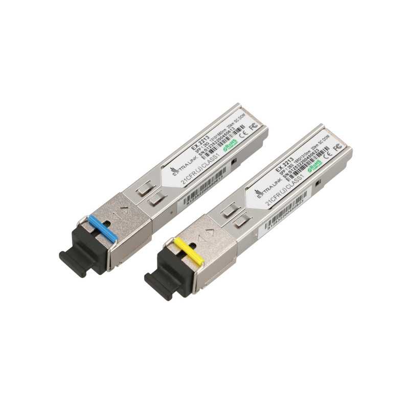 Extralink SFP WDM Modülü 1.25G, 1.25Gbps, 1310/1550nm, tek mod, 20km, SC, DOM, çift - Görsel 2