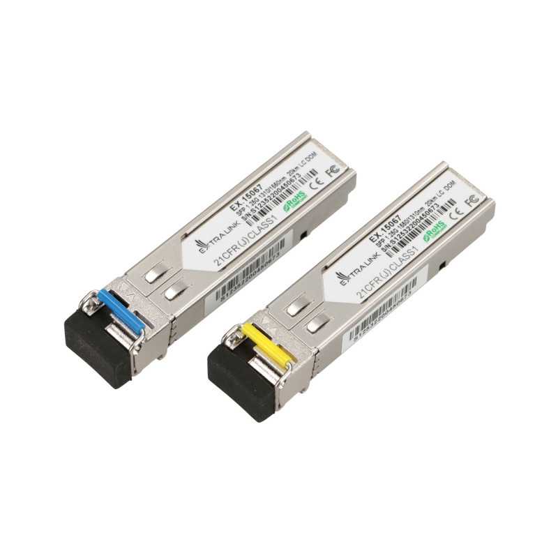 Extralink SFP WDM Modülü 1.25G, 1.25Gbps, 1310/1550nm, tek mod, 20km, LC, DOM, çift, HP/Aruba için tasarlandı - Görsel 2