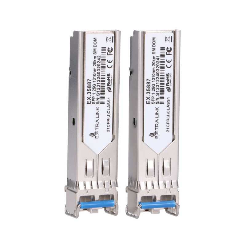 Extralink SFP 1.25G 2-pack | SFP-Modul | 1,25Gbps, LC/UPC, 1310nm, 20km, Einzelmodus, DOM - Bild 3