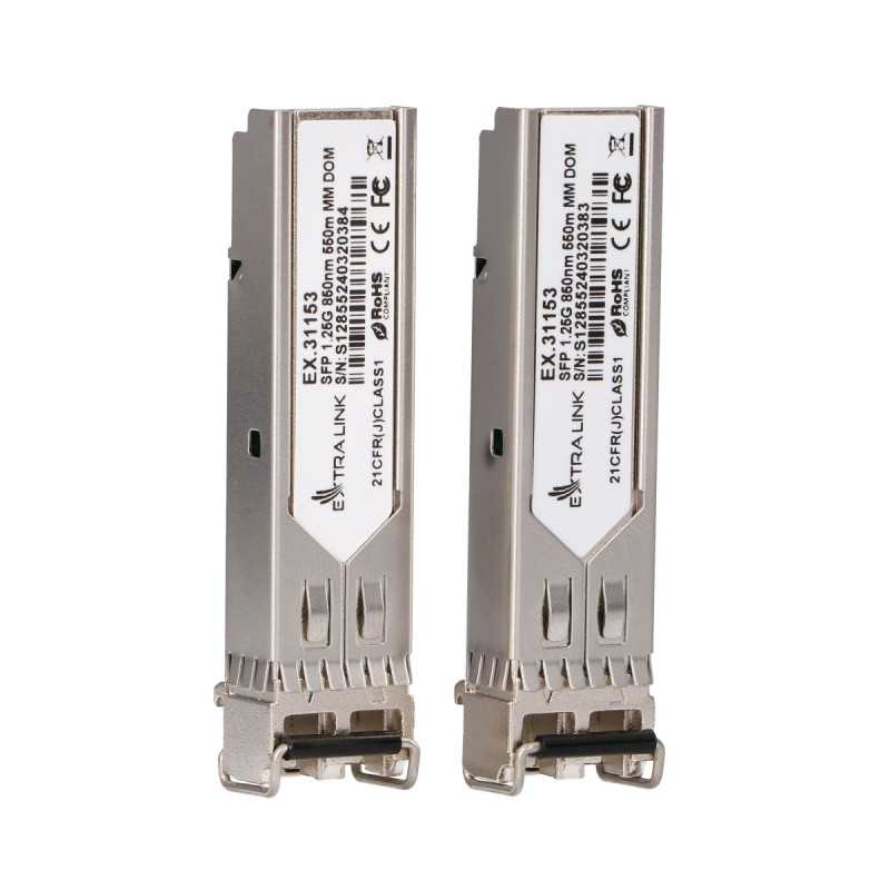Extralink SFP 1.25G Modülü 2'li Paket, 1.25Gbps, LC/UPC, 850nm, 550m, Çok Modlu, DOM - Görsel 2