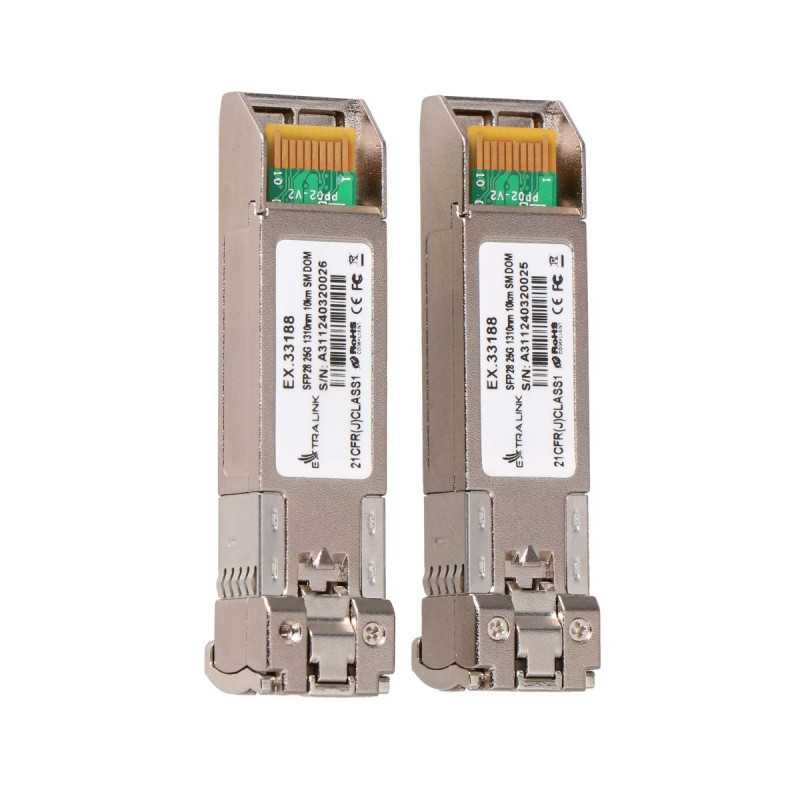 Extralink SFP28 Modülü 25G 2-Paket, 25Gbps, LC/UPC Dupleks, 1310nm, 10km, Tek Mod, DOM - Görsel 2