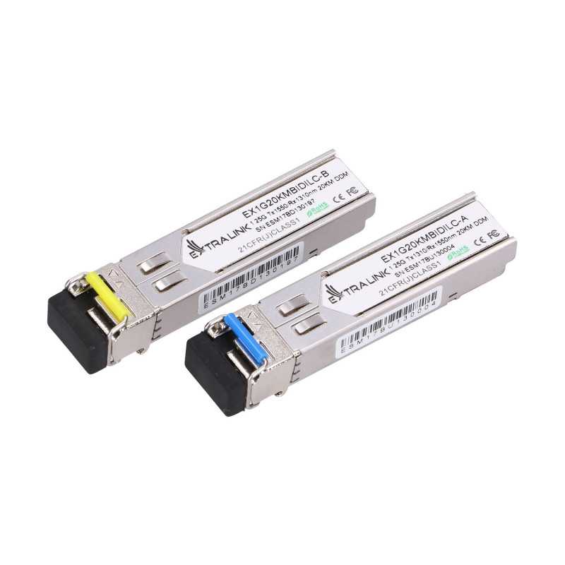 Extralink SFP 1.25G | Moduł SFP WDM | 1,25Gbps, 1310/1550nm, single mode, 20km, LC, DOM, para - Zdjęcie 2