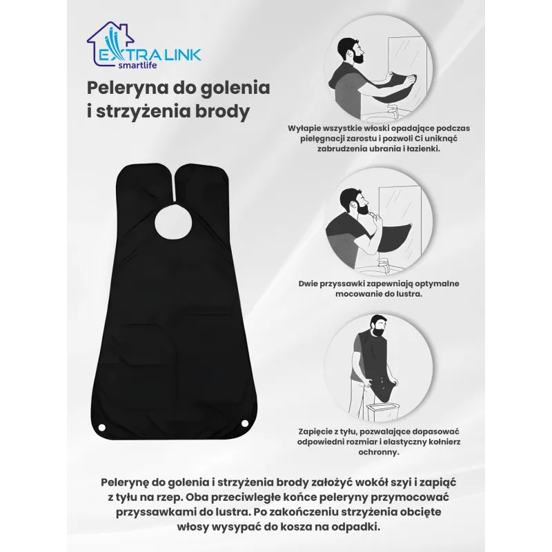 Extralink Beard Shaving Cape Plášť na holení a zastřihování vousů Bílý