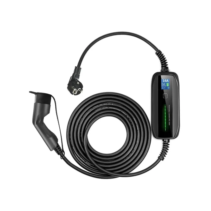 Extralink BS-PCD030 16A 3.6kW Schuko Przenośna ładowarka do samochodu elektrycznego 1 faza, 5,5m, wyświetlacz LCD, IP67