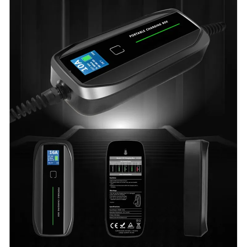 Extralink BS-PCD030 16A 3.6kW Schuko Przenośna ładowarka do samochodu elektrycznego 1 faza, 5,5m, wyświetlacz LCD, IP67