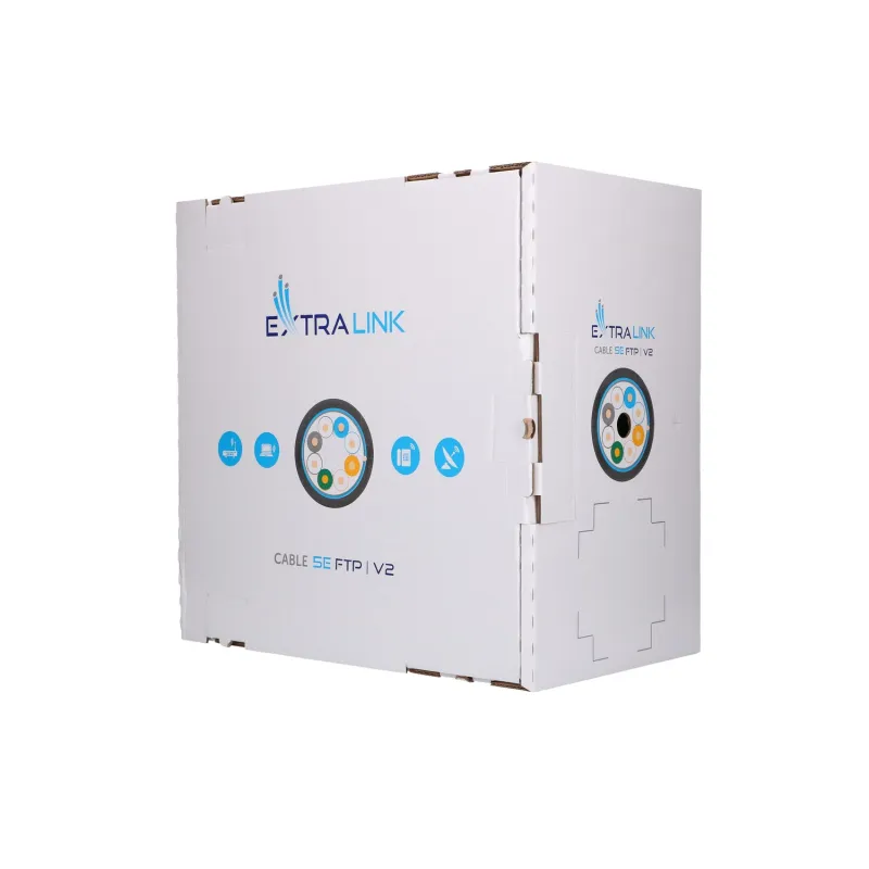 Extralink CAT5E FTP (F/UTP) V2 Zewnętrzny Kabel sieciowy skrętka 305M