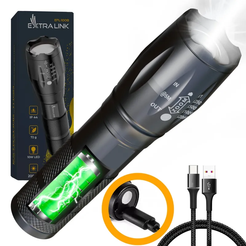 Extralink EFL-1031 Odin LED Flashlight rechargeable battery, 10W, 400lm