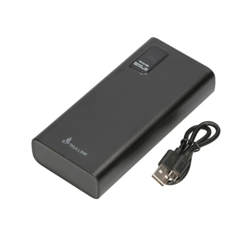 Power Bank Extralink EPB-068 20000mAh Черный, Быстрая Зарядка, USB-C