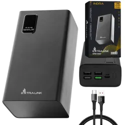 Extralink EPB-069 30000mAh Black Powerbank Power bank, Fast Charging, USB-C