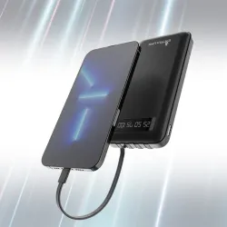 Extralink EPB-083 Powerbank 10000mAh Siyah, Taşınabilir Şarj Aleti, USB-C