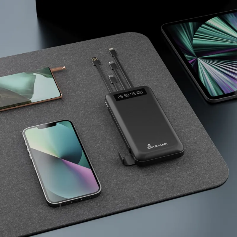 Extralink EPB-083 Powerbank 10000mAh Siyah, Taşınabilir Şarj Aleti, USB-C