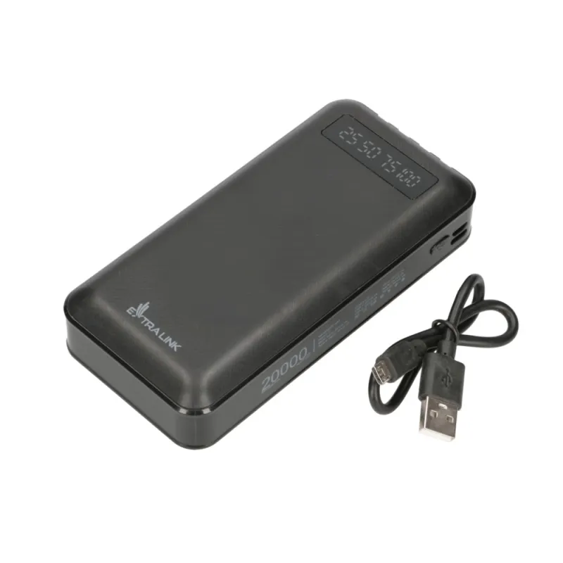 Extralink EPB-084 Powerbank 20000mAh Siyah, Taşınabilir Şarj Cihazı, USB-C