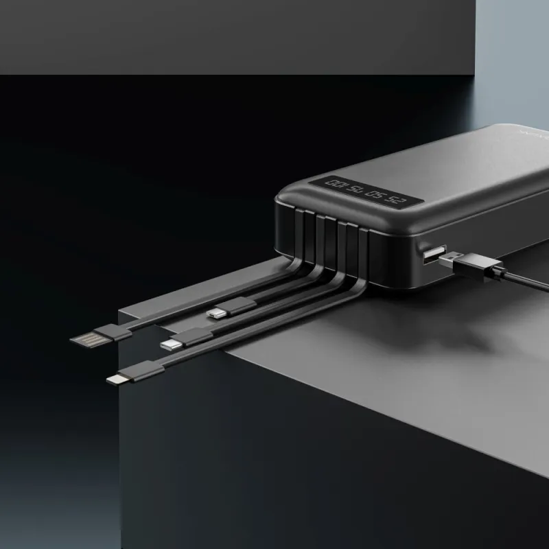 Extralink EPB-084 Powerbank 20000mAh Siyah, Taşınabilir Şarj Cihazı, USB-C