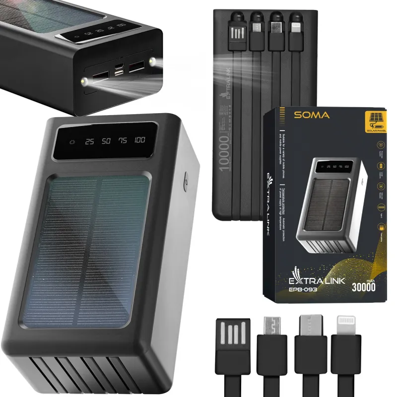 Extralink EPB-093 30000mAh Nero Powerbank Solar Power bank, USB-C