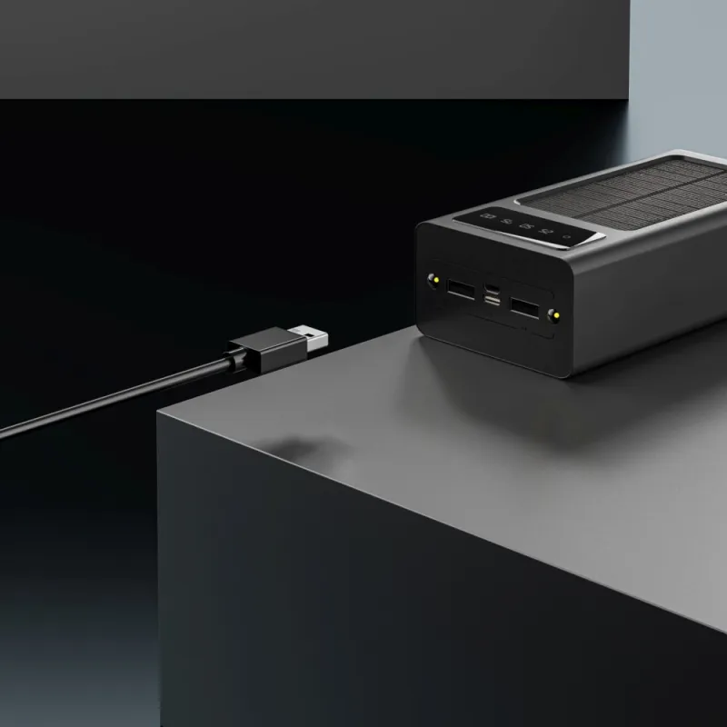 Extralink EPB-093 30000mAh Siyah Powerbank, Solar Powerbank, USB-C