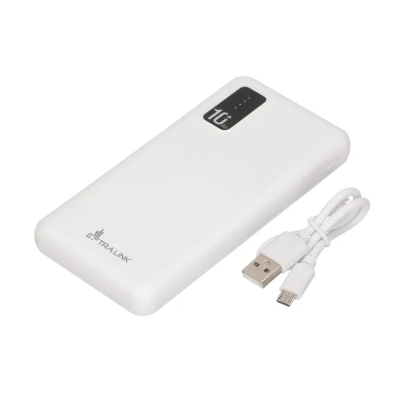 Extralink EPB-098W 10000mAh Biały Powerbank Power bank, USB-C