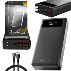 Power Bank Extralink EPB-112 30000mAh Черный, USB-C Зарядное устройство