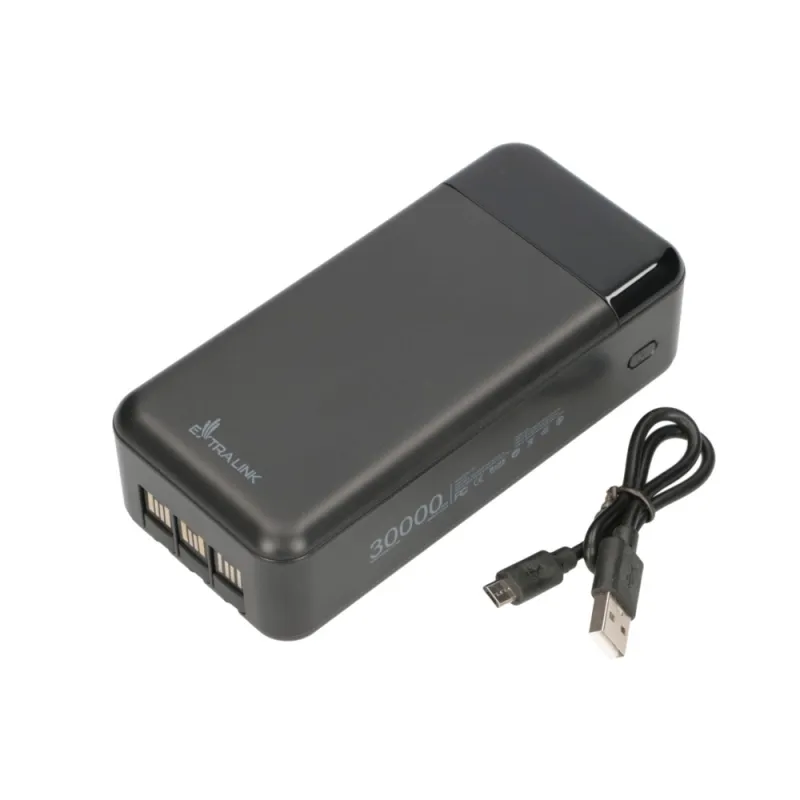 Powerbank Extralink EPB-124 30000mAh Черный, Быстрая Зарядка, USB-C