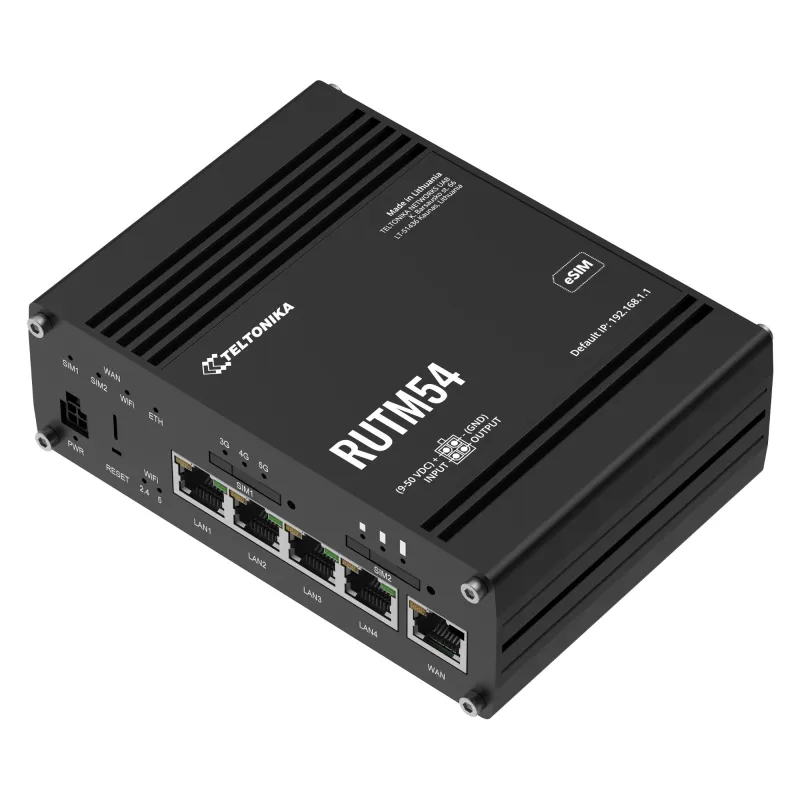 Teltonika RUTM54 | Przemysłowy router 5G | 3.4Gbps, LTE Cat 19, WiFi 5, 5x GbE RJ45, dual SIM/eSIM - Zdjęcie 2