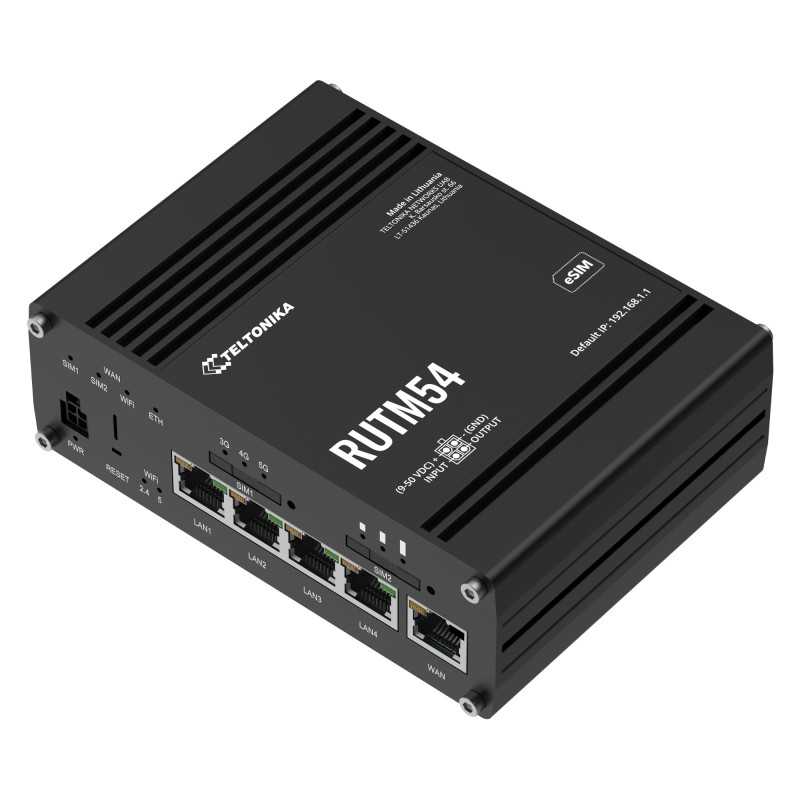 Teltonika RUTM54 | Router industrial 5G | 3,4 Gbps, LTE Cat 19, WiFi 5, 5x GbE RJ45, dual SIM/eSIM - Imagem 2