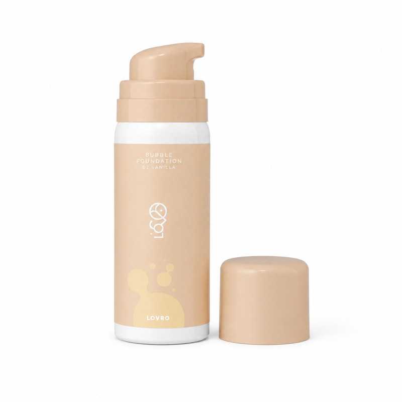 LOVRO BUBBLE FOUNDATION PODKŁAD O NAPOWIETRZONEJ, ROZŚWIETLAJĄCEJ FORMULE 02 VANILLA 50ML - Imagen 3