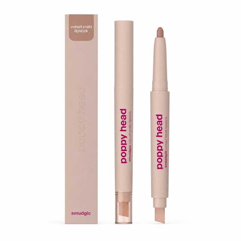 POPPY HEAD SMUDGIC VELVET MATT LIPSTICK MATOWA POMADKA W KREDCE 02 SPELLBOUND NUDE - Изображение 2