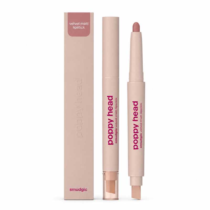 POPPY HEAD SMUDGIC VELVET MATT LIPSTICK MATOWA POMADKA W KREDCE 04 BARE ILLUSION - Изображение 2